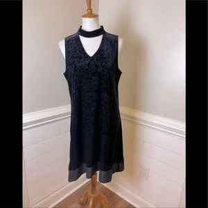Altar’d State Floral Etched Black Crushed Velvet Dress Small